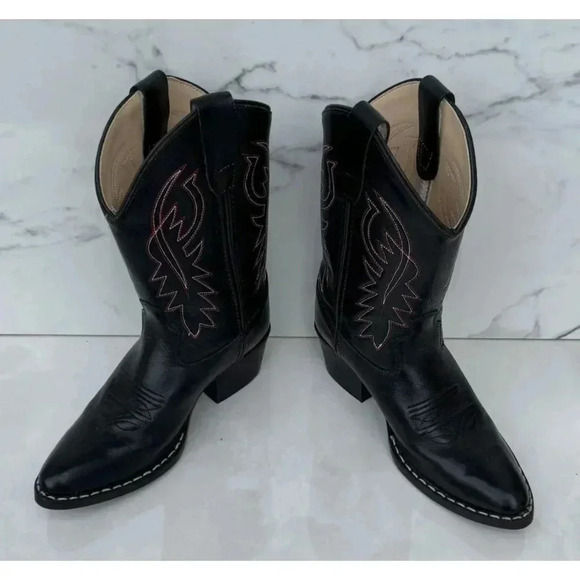 Cody James Kids Pull On Mid Calf Cowboy Western Black Leather Boots Sz 21 - Picture 7 of 13